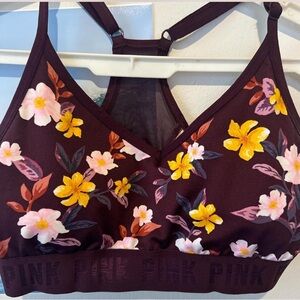 PINK Victoria's Secret Floral Sports Bra - Burgundy and Yellow